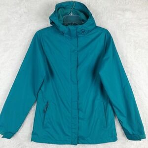 Swiss Alps Jacket Womens Hooded Running Teal Lightweight Zip Front Mesh Lining S